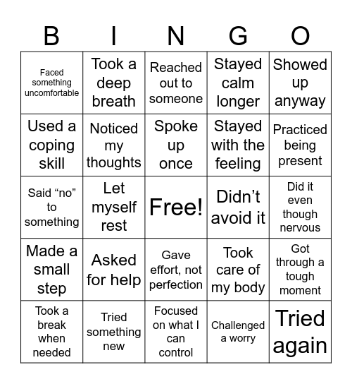 Strengths Bingo Card