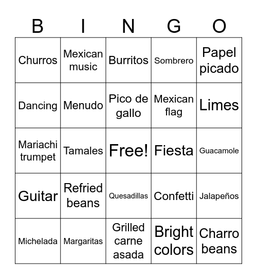 FIESTA BINGO! Bingo Card