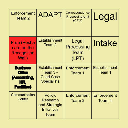 Fuel the Fire Bingo Card