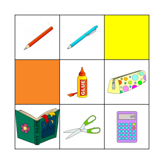 School and colors Bingo Card