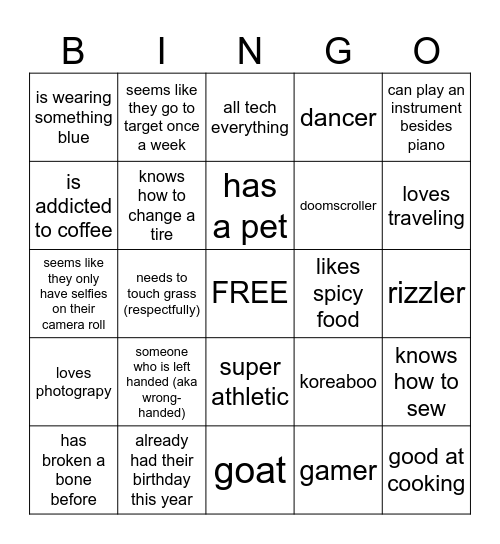 Yaaaaayy Bingo Card