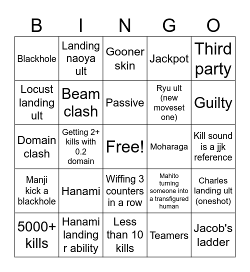 Bingo shenanigans Bingo Card
