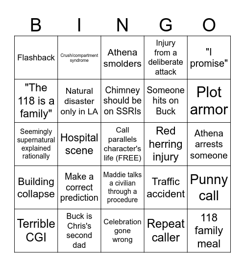 911 Bingo Card