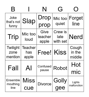 The Space Between Bingo Card