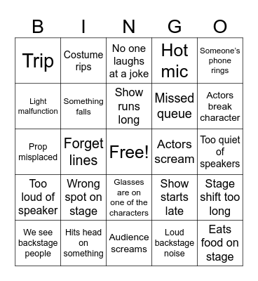 Space Between Bingo Card