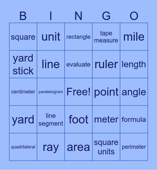 3rd Grade Math FAST Review A Bingo Card