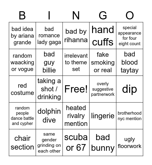 yuBingo main event Bingo Card