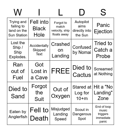 Outer Bingo Card