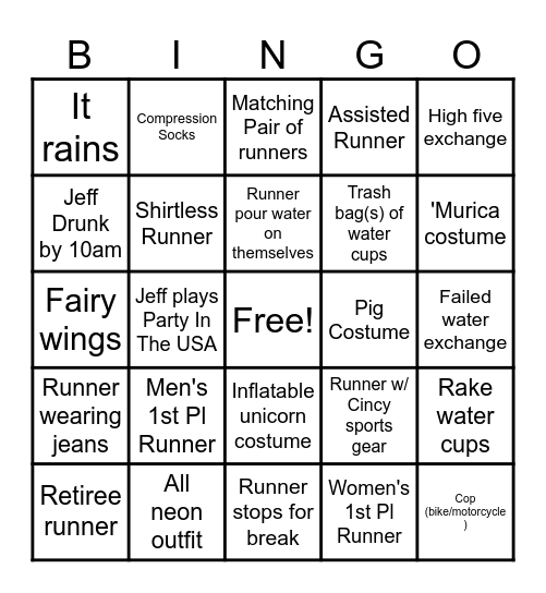 Flying Pig Bingo Card