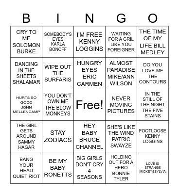 DIRTYDANCING/FOOTLOOSE Bingo Card