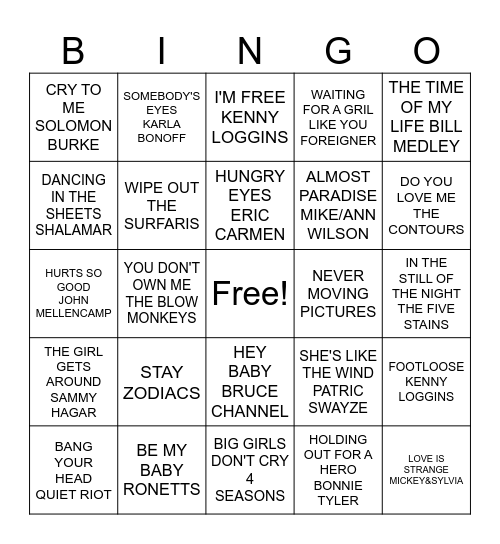 DIRTYDANCING/FOOTLOOSE Bingo Card