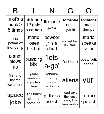 2 mario 2 galaxy Bingo Card
