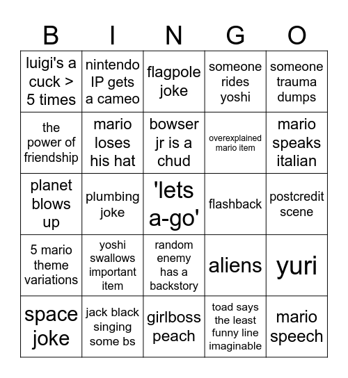 2 mario 2 galaxy Bingo Card
