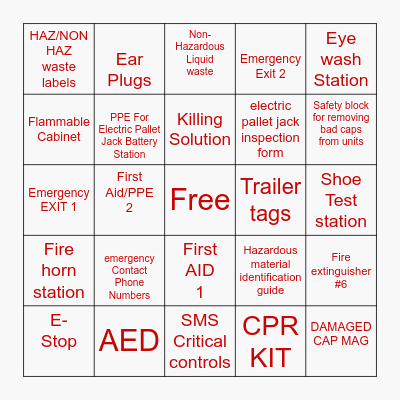 Safety BINGO! Bingo Card