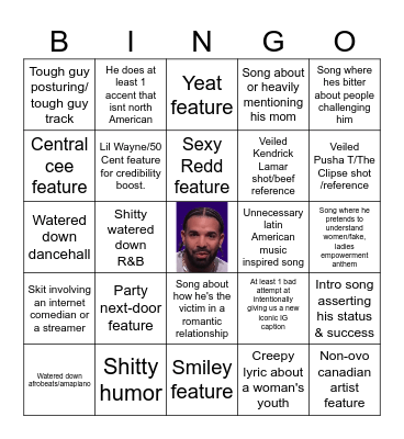 DRAKE ICEMAN BINGO CARD Bingo Card