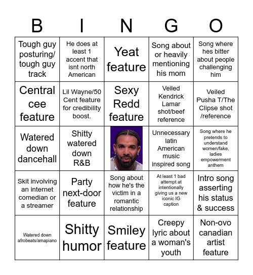 DRAKE ICEMAN BINGO CARD Bingo Card