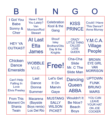 WEDDING SONGS Bingo Card