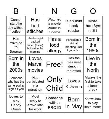 PS & Accounts Workshop Bingo Card