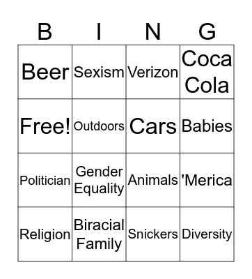 Super Bowl Bingo Card