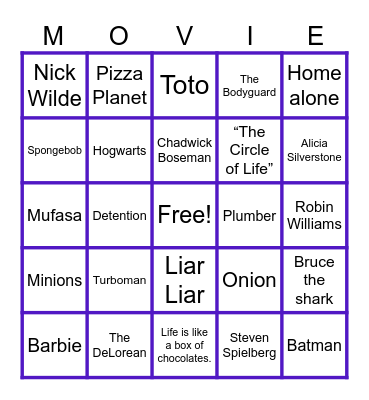Everything Movies Bingo Card