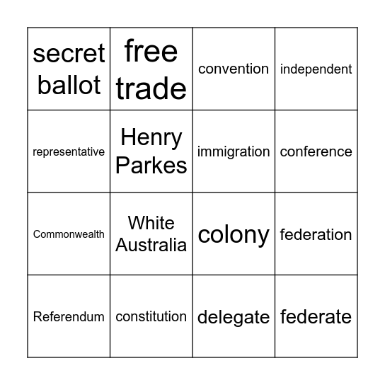 Federation Bingo Card