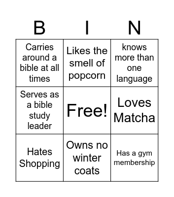 MOSAIC YOUNG ADULTS Bingo Card