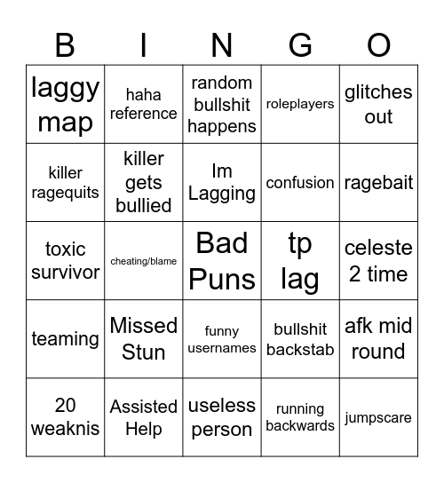 Sorfaken Bingo Card