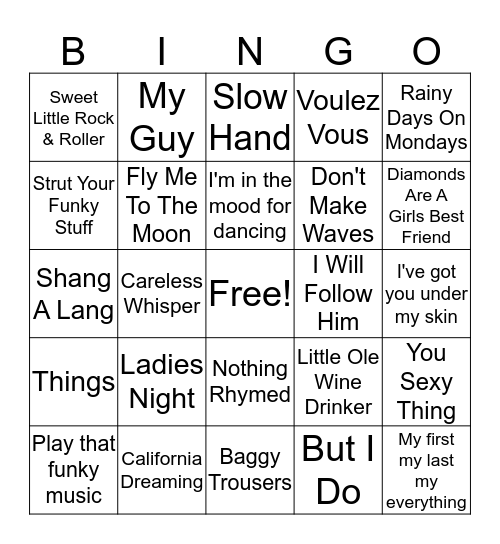 HITS 32 Music Bingo Card