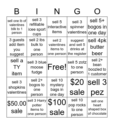 candy card bingo Card