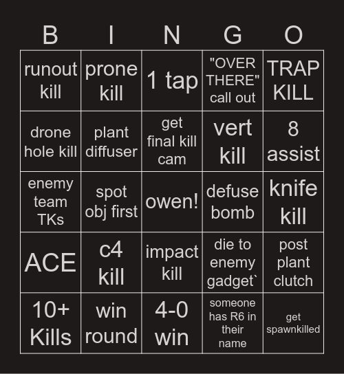 R6 BINGO Card