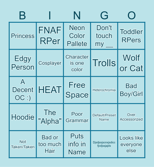 Gacha Online Server Bingo Card
