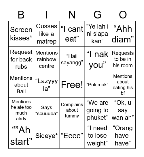Khairel Core Bingo Card