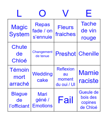 Mariage Chloé et Robin Bingo Card
