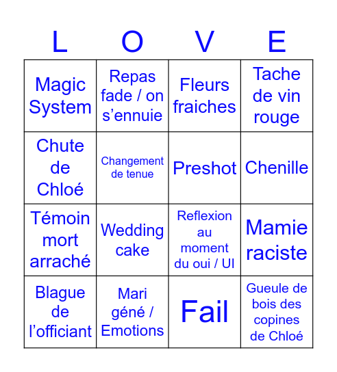 Mariage Chloé et Robin Bingo Card