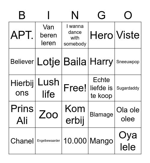 On the road disco bingo! Bingo Card