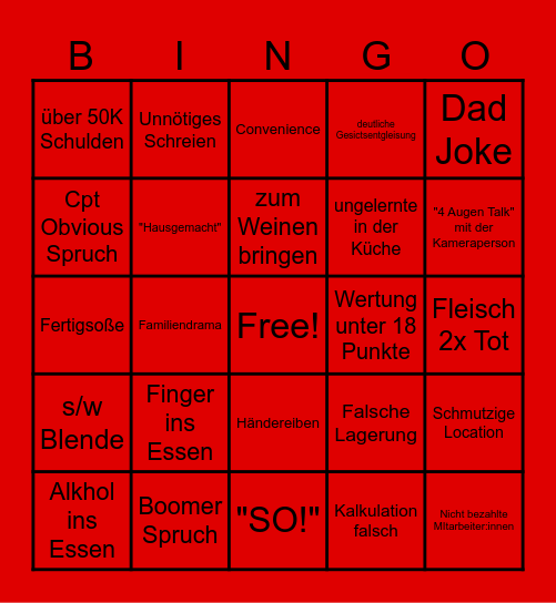 Rosins Restaurants by Raz Bingo Card