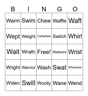 Untitled Bingo flowering flowered flowerer . sweeping sweeper   troweling troweled   troweller towering                             towered towelling towelled wigging wigged swinging swinged swinger switching switched switcher twitching twitched twitche Bingo Card