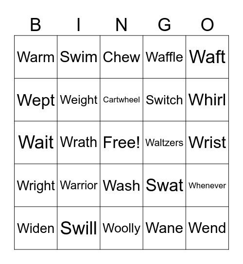 Untitled Bingo flowering flowered flowerer . sweeping sweeper   troweling troweled   troweller towering                             towered towelling towelled wigging wigged swinging swinged swinger switching switched switcher twitching twitched twitche Bingo Card