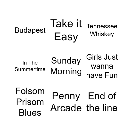 The Fox Country Crossovers Bingo Card