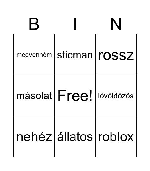 poki bingo Card