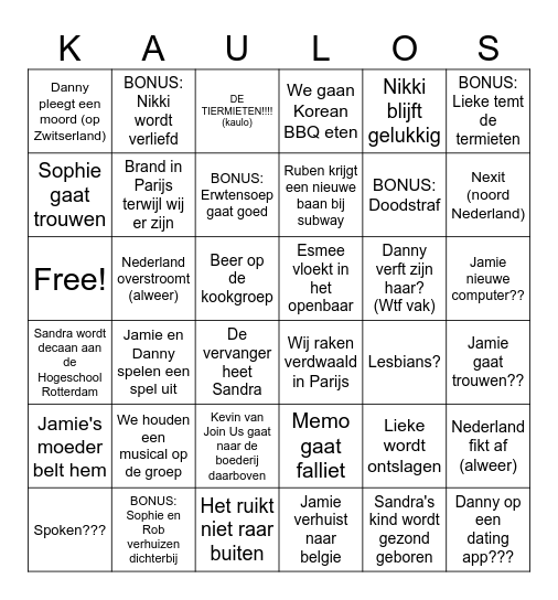 DE KAULO BINGO Card
