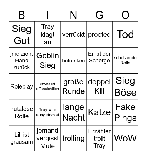 Botc Bingo Card