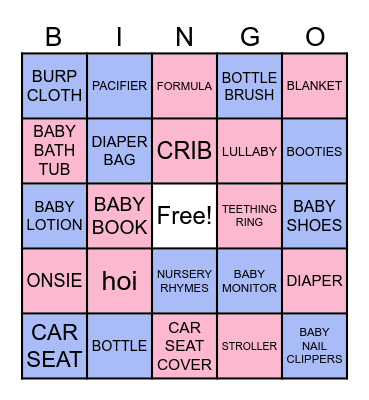 GENDER REVEAL BINGO Card