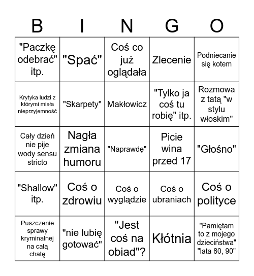 ... Bingo Card