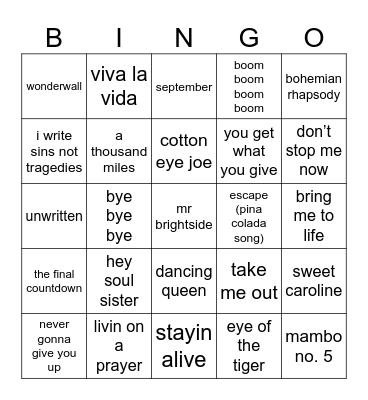 white people anthems Bingo Card