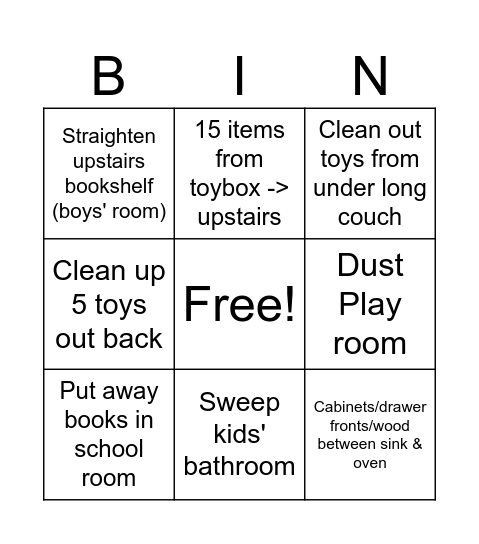 Luke Bingo Card
