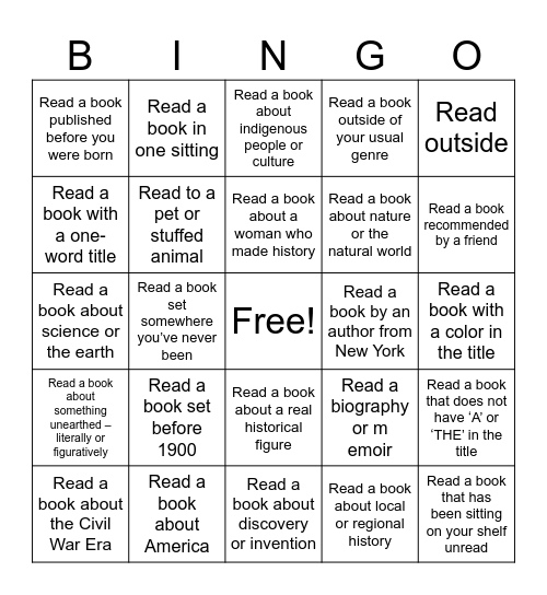 Unearth a Story Bingo Card