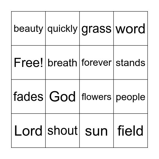 Isaiah 40:6-8 Bingo Card