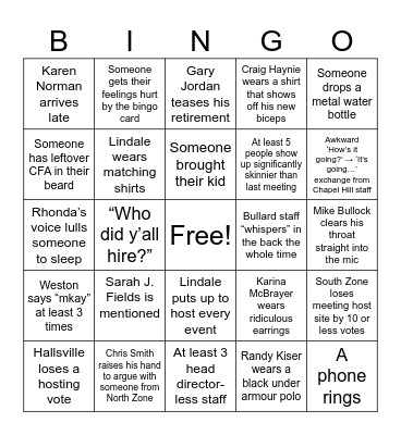 2026 Region 21 Spring Meeting Bingo Card