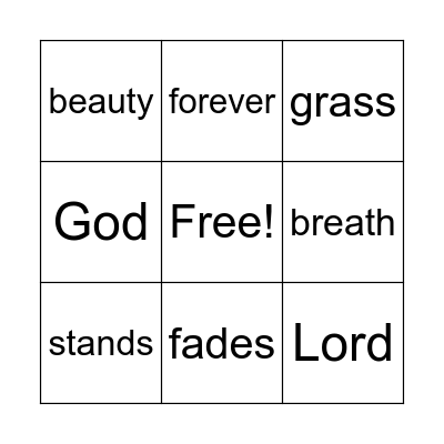 Isaiah 40:8 Bingo Card